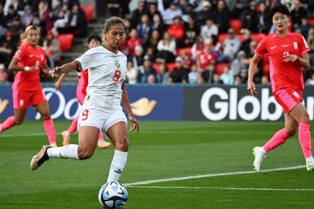 Morocco’s Ibtissam Jraidi controls the ball before firing her side ahead against South Korea. Photo: AFP