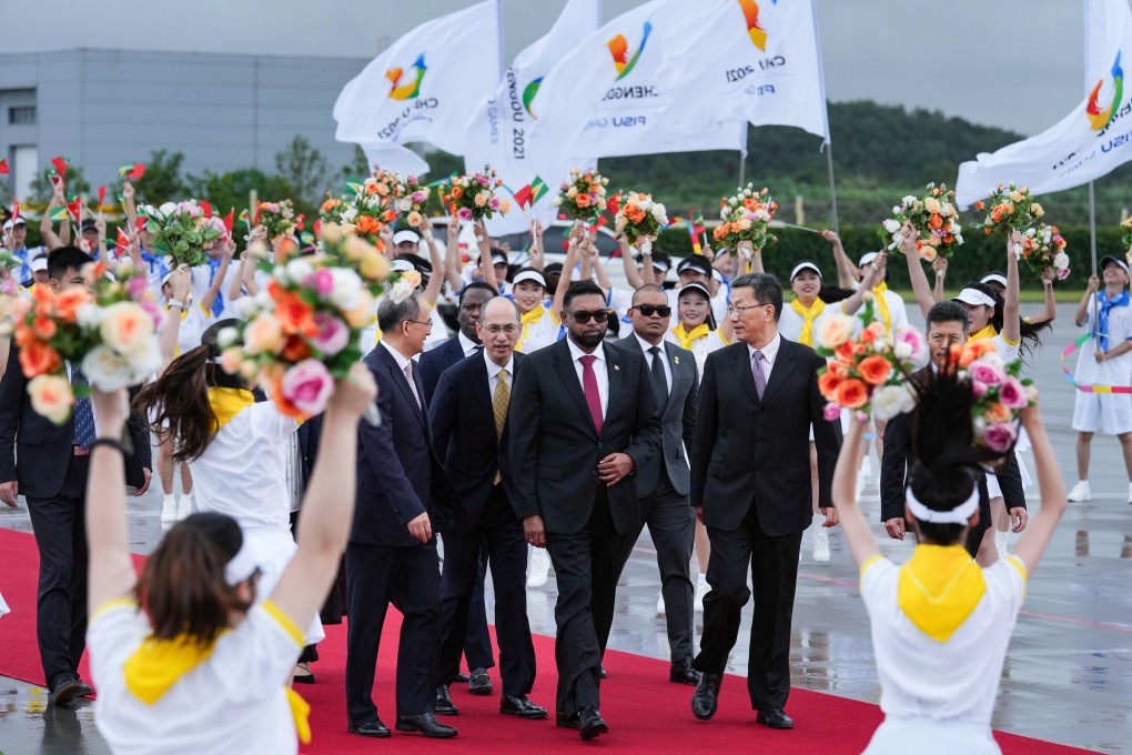 Guyanese President Mohamed Irfaan Ali visited the World University Games in Chengdu during his trip to China. Photo: EPA-EFE