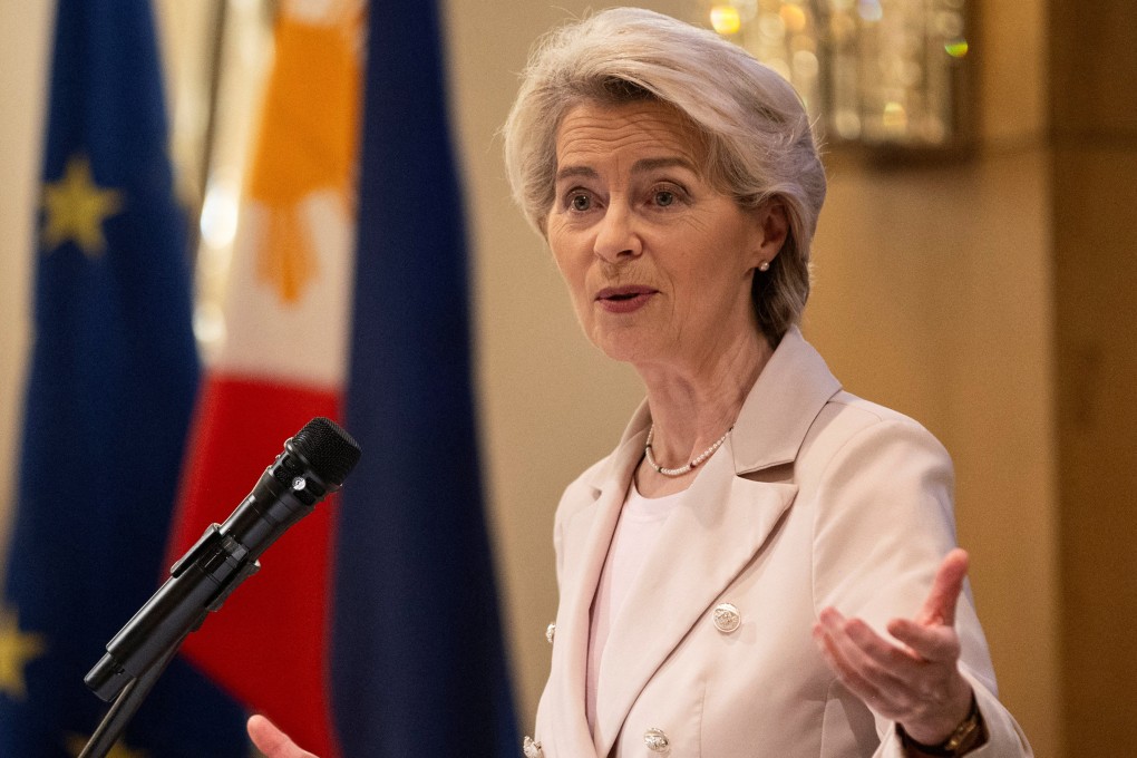 Ursula von der Leyen, the president of the European Commission criticised mainland China’s stance on the war in Ukraine, its increasingly aggressive actions in disputed Asian waters and its provocative moves against Taiwan, during a speech in Manila. Photo: Reuters