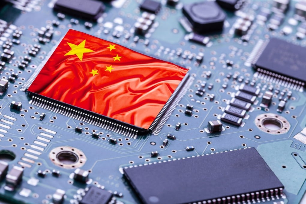The Chinese flag is seen on a GPU chip attached to a motherboard in this photo illustration. Photo: Shutterstock Images