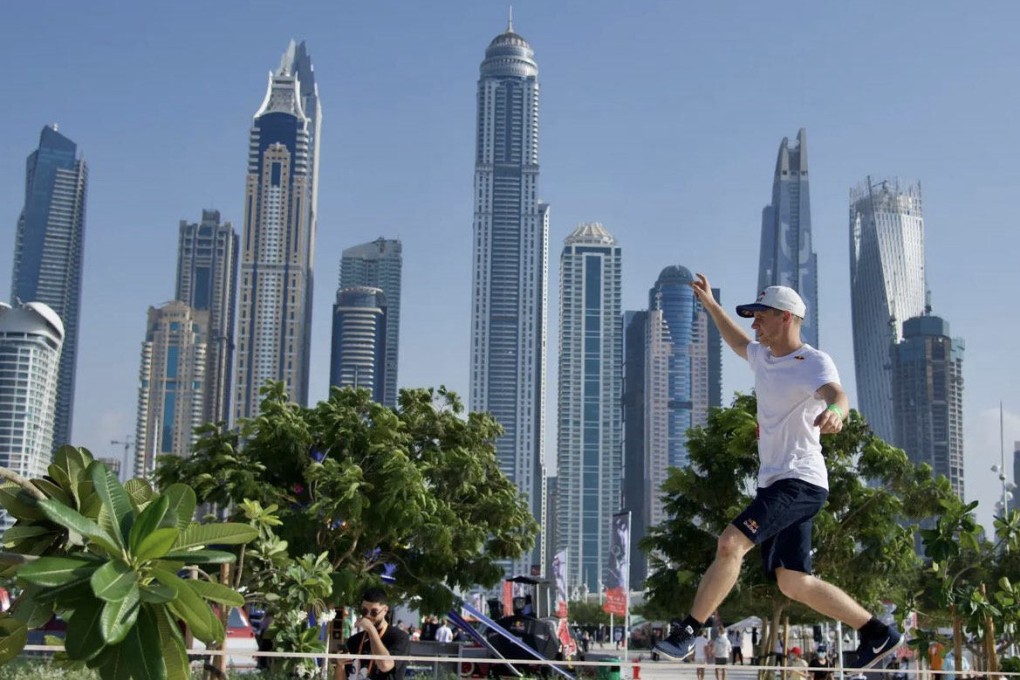 Estonian slackliner Jaan Roose practising in Dubai. Photo: Jaan Roose