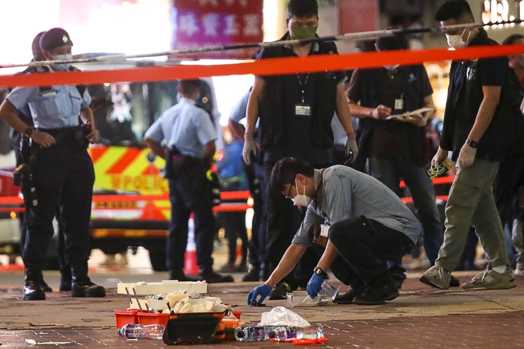 Former Vitasoy purchasing agent Leung Kin-fai drove a dagger into constable So King-cho’s back outside the Sogo department store on July 1, 2021. Photo: Xiaomei Chen