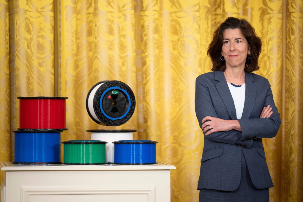 US Secretary of Commerce Gina Raimondo looks on during a high-speed internet infrastructure announcement in the East Room of the White House in Washington in June 26. Photo: AFP/Getty Images/TNS