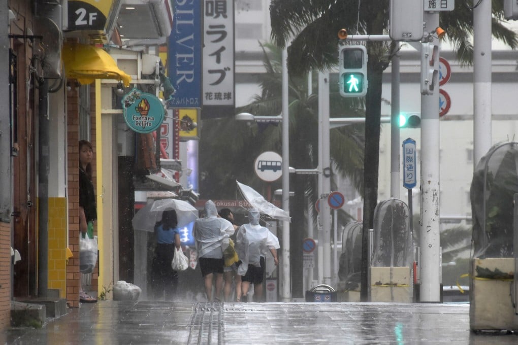 Typhoon Khanun strikes Japan’s Okinawa prefecture on Wednesday morning. Photo: EPA-EFE