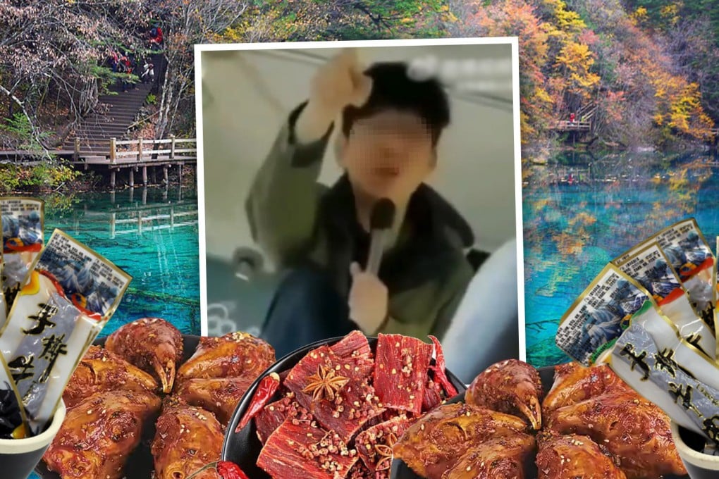 An overbearing tour guide in China is under investigation after a video emerged of him “threatening” sightseers into shopping during a visit to one of the country’s most famous eco-tourism hot spots. Photo: SCMP composite/163.com
