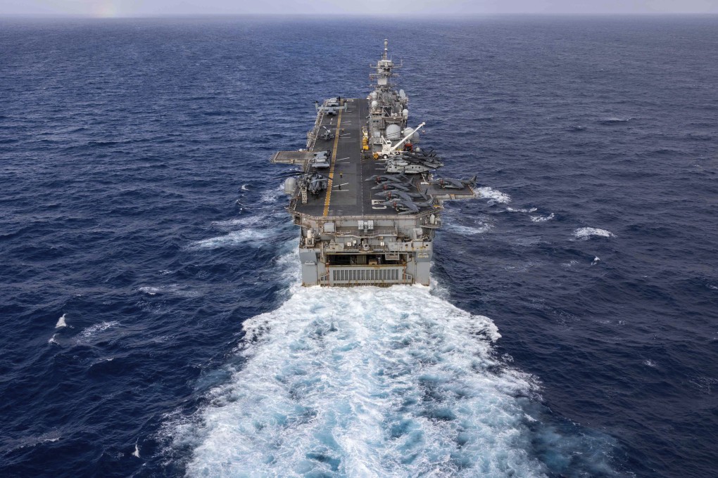 Wasp-class amphibious assault ship USS Bataan travels through Atlantic Ocean in July, on its mission to the Middle East. Photo: US Navy via AP