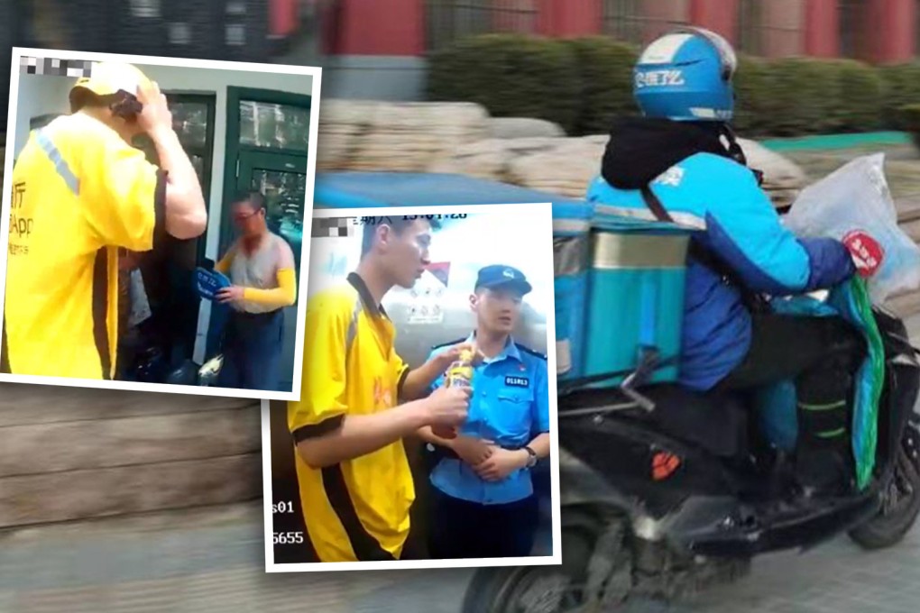 As Wen rode the building’s lift to the roof and saw the man who made the order, he maintained his cover as the courier to keep him calm. Photo: SCMP composite/ifeng