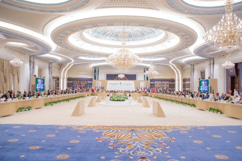 Representatives from more than 40 countries including China, India, and the US, attend talks in Jeddah, Saudi Arabia, on Sunday. Photo: Reuters