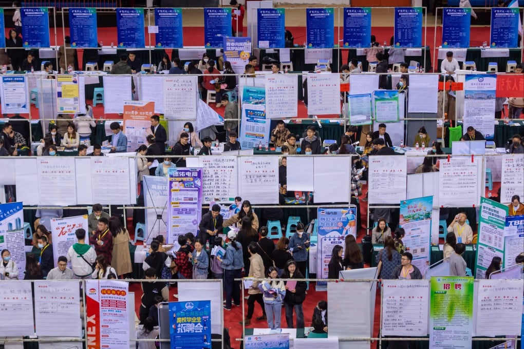Students attend a job fair in Henan province. China’s youth-unemployment rate reached 21.3 per cent in June. Photo: Getty Images