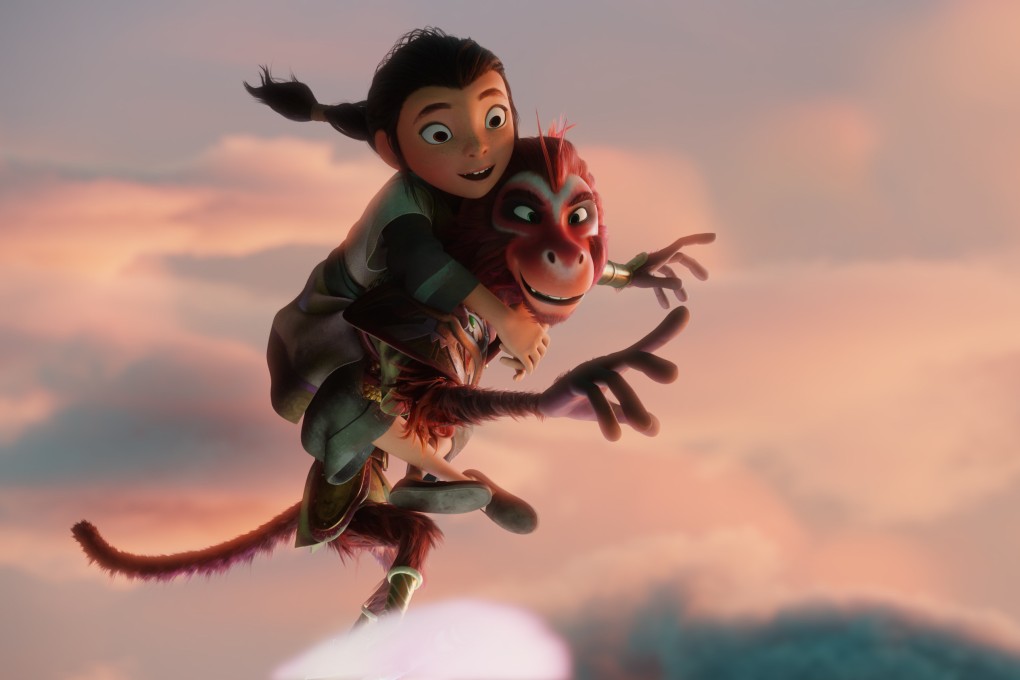 Monkey King (voiced by Jimmy O. Yang) and Lin (Jolie Hoang-Rappaport) in a still from “The Monkey King” on Netflix, directed by Anthony Stacchi. BD Wong co-stars. Photo: Netflix