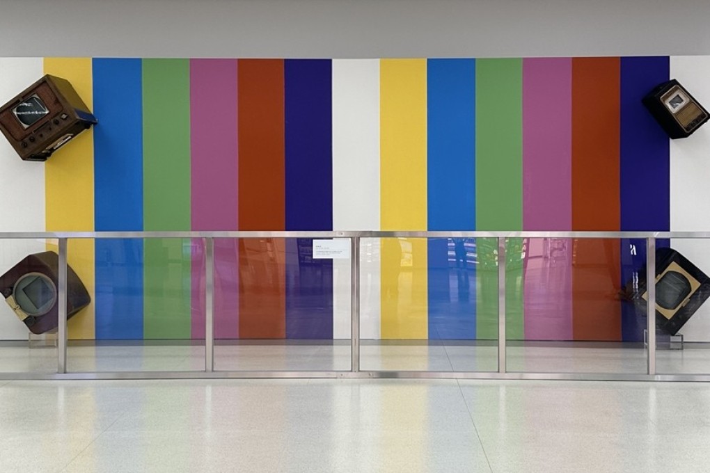 Video-art visionary Nam June Paik’s “I Never Read Wittgenstein” (1998) on display as part of the art exhibition “Be Free” at Gimpo International Airport in South Korea. Photo: Courtesy of Arko