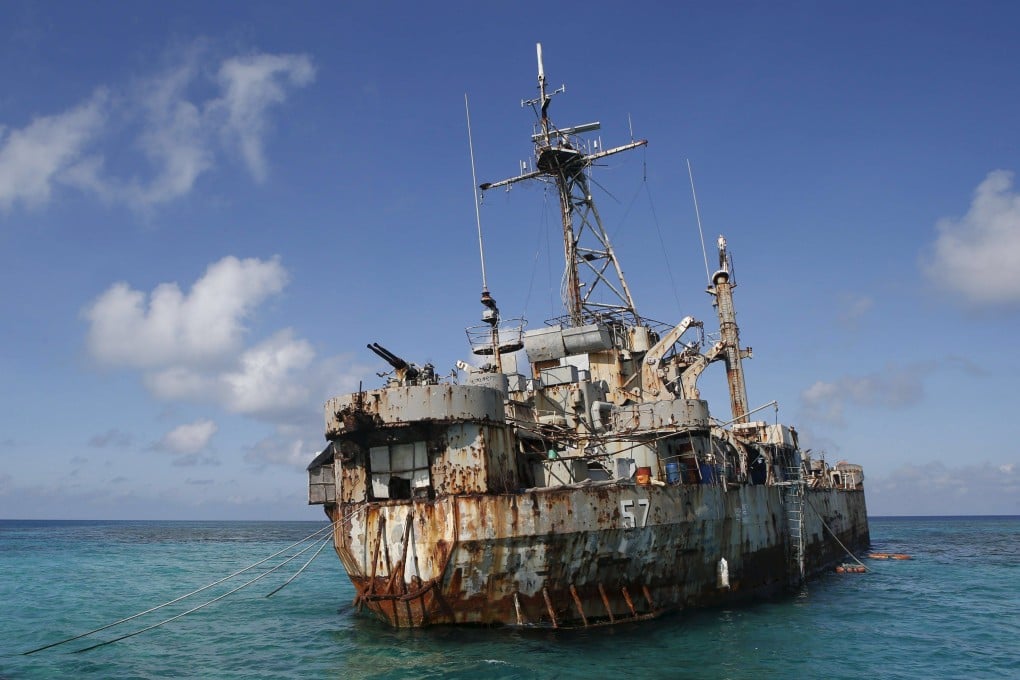 The BRP Sierra Madre is seen marooned in Second Thomas Shoal, part of the South China Sea’s disputed Spratly Islands chain, in 2014. Photo: Reuters