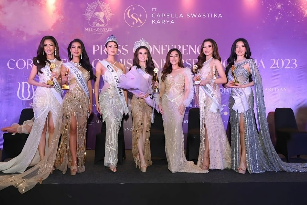 Miss Universe Indonesia 2023 contestants pose for photos at the end of the pageant earlier this month. Photo: Instagram/@missuniverse_id