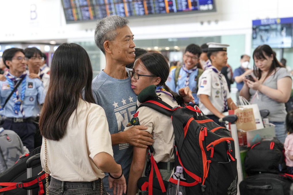 Hong Kong scouts return home after a 12-day international event in South Korea was cut short. Photo: Elson Li