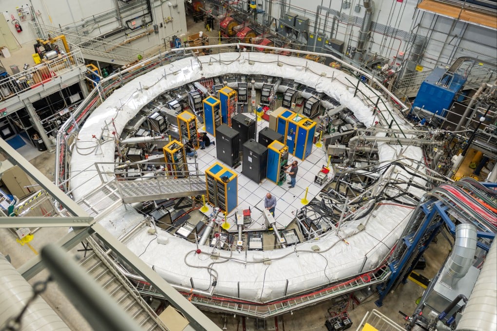 The Muon g-2 ring sits in its detector hall at US Department of Energy’s Fermi National Accelerator Laboratory in Batavia, Illinois. Photo: Fermilab via Reuters
