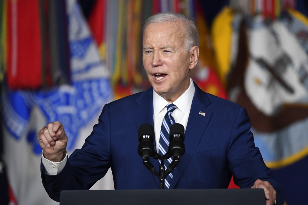 US President Joe Biden speaks at the George E. Wahlen Department of Veterans Affairs Medical Centre in Salt Lake City on Thursday. Photo: AP