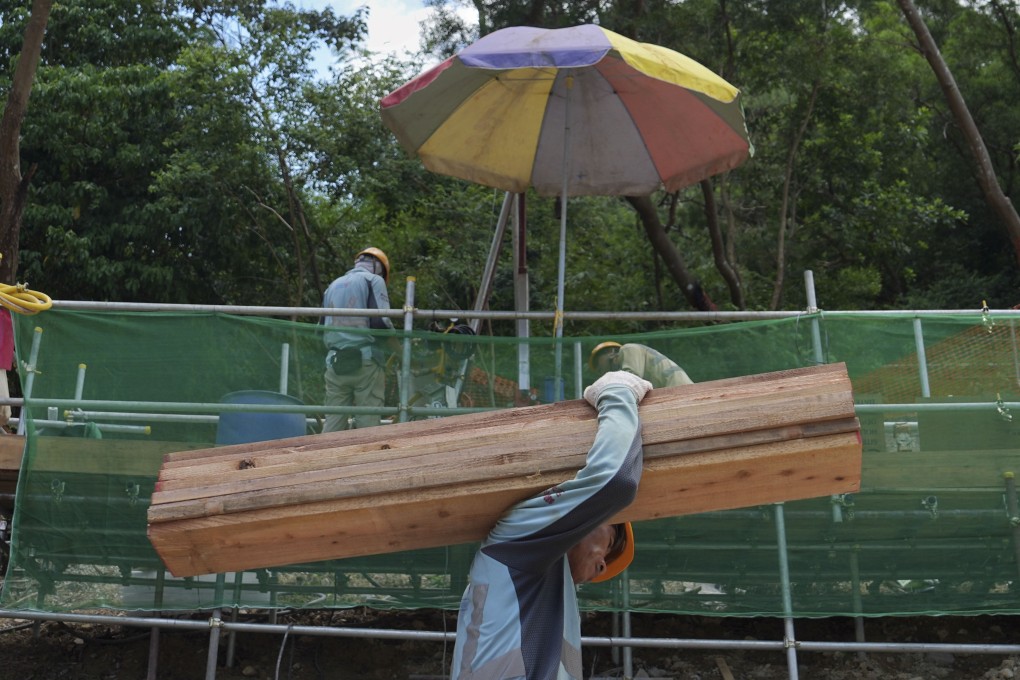 Workers at an outdoor construction site at Hang Hau. Some industries call Hong Kong’s hot weather guidelines difficult to follow. Photo: Elson Li