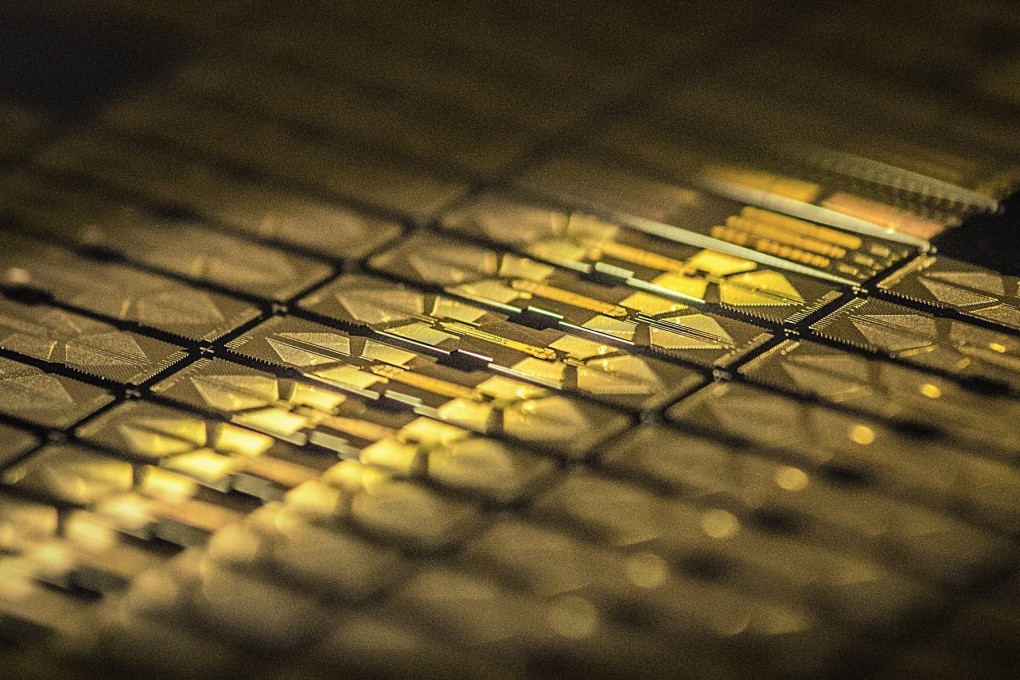 A test wafer used in the ion trap manufacturing process of IonQ, whose mission it is to build “the world’s best” quantum computers. Photo: Kai Hudek/IonQ