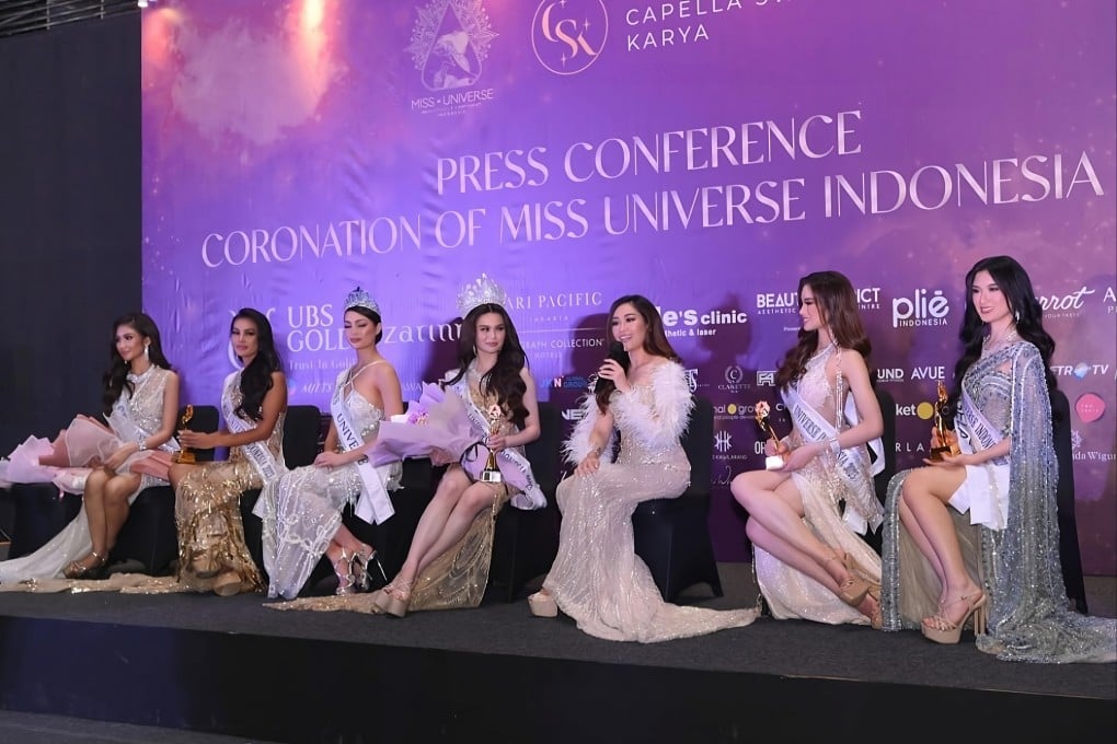 Contestants take part in a press conference at Miss Universe Indonesia 2023 after the winner had been crowned. Photo: Instagram/@missuniverse_id