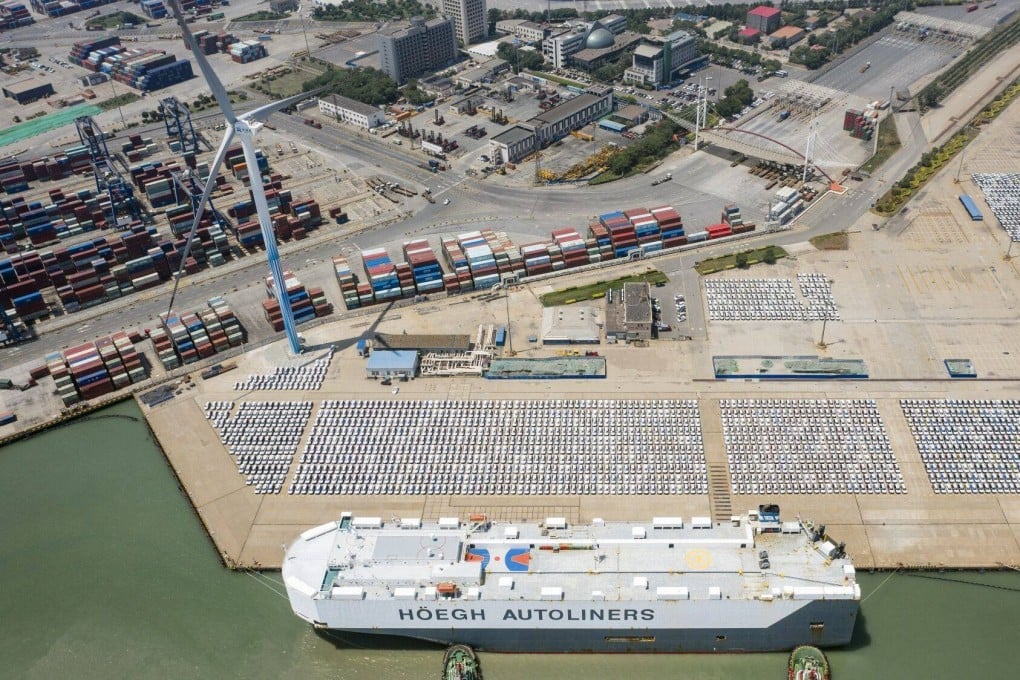 Vehicles at a yard near Tianjin port on June 30, 2023. Photo: Bloomberg