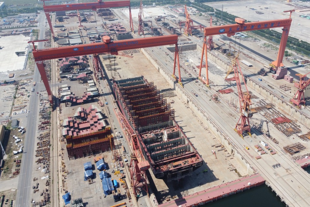 Chinese shipbuilders completed a total of 21.13 million deadweight tonnage of new ships in the first half of 2023, up by 14. 2 per cent from a year earlier. Photo: Xinhua