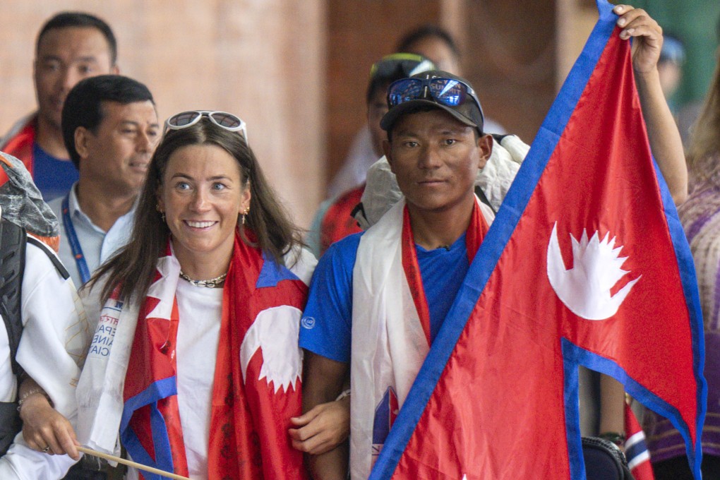 Norwegian climber Kristin Harila (left) and her Nepali guide Tenjen Sherpa, climbed the world’s 14 tallest mountains in record time. Photo: AP