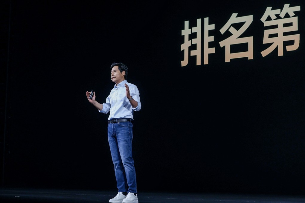 Lei Jun, Xiaomi Corp’s founder, chairman and chief executive, plays up the company’s efforts to compete against Apple’s iPhone in the high-end of the global smartphone market at a product launch in Beijing on August 14, 2023. Photo: Handout