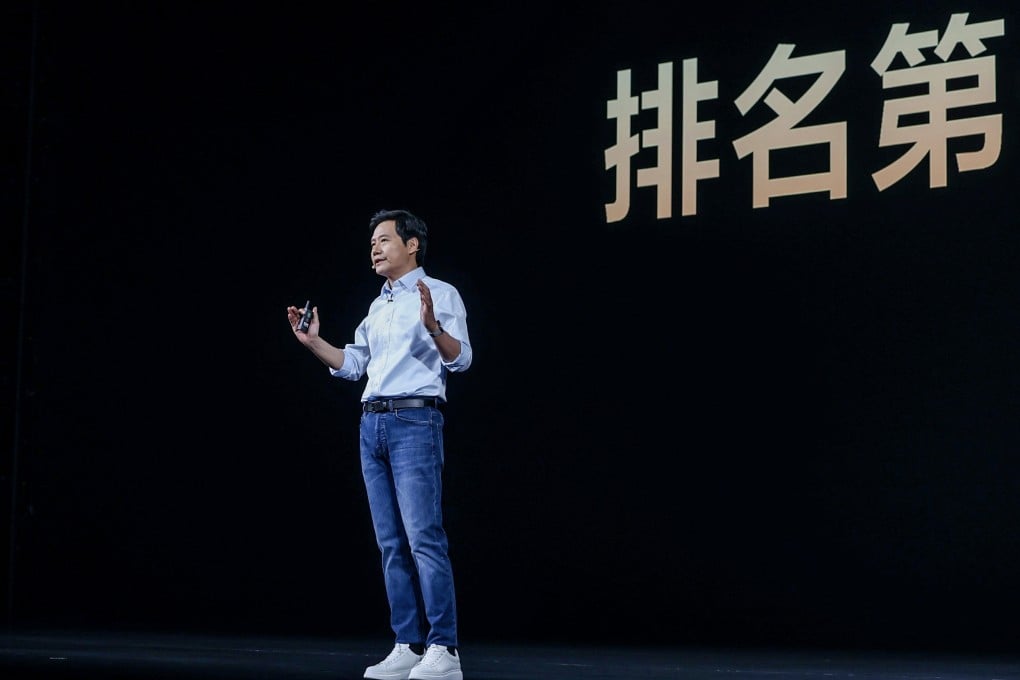 Lei Jun, Xiaomi Corp’s founder, chairman and chief executive, plays up the company’s efforts to compete against Apple’s iPhone in the high-end of the global smartphone market at a product launch in Beijing on August 14, 2023. Photo: Handout
