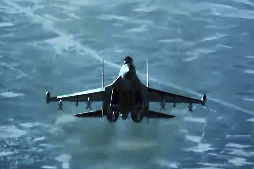 Russian fighter jet that flew close to a US drone over Syria, in July.  Photo: AP