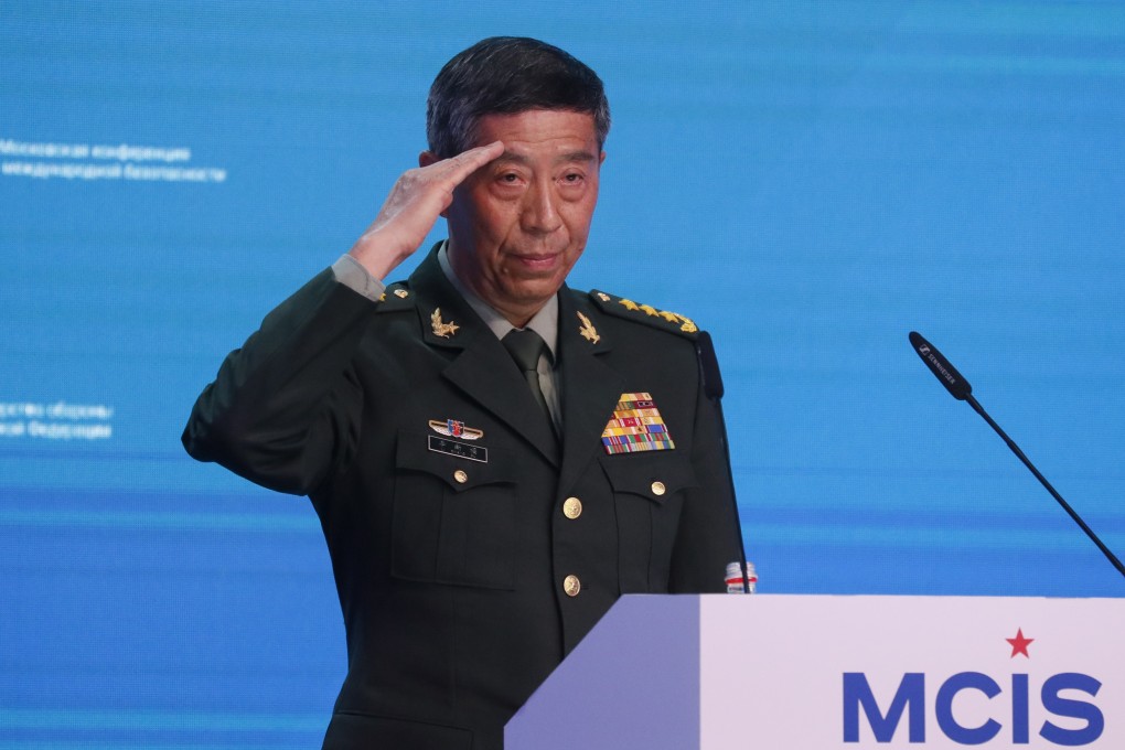 Chinese Defence Minister Li Shangfu speaks at a security forum in Moscow on Tuesday. Photo: EPA-EFE