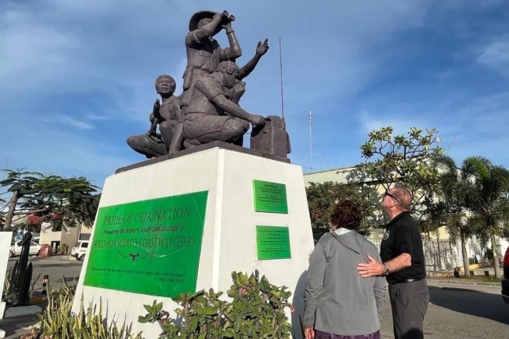 US Representative Neal Dunn of Florida and US House delegate Aumua Amata of American Samoa visiting the Coastwatchers memorial in Honiara, Solomon Islands, on Wednesday. Photo: Handout