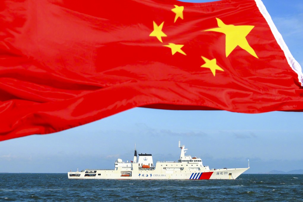 China’s largest coastguard patrol boat, equipped with water cannons, an aerial tracking system and a helicopter landing deck, shortly after its launch in 2020. Photo: Weibo