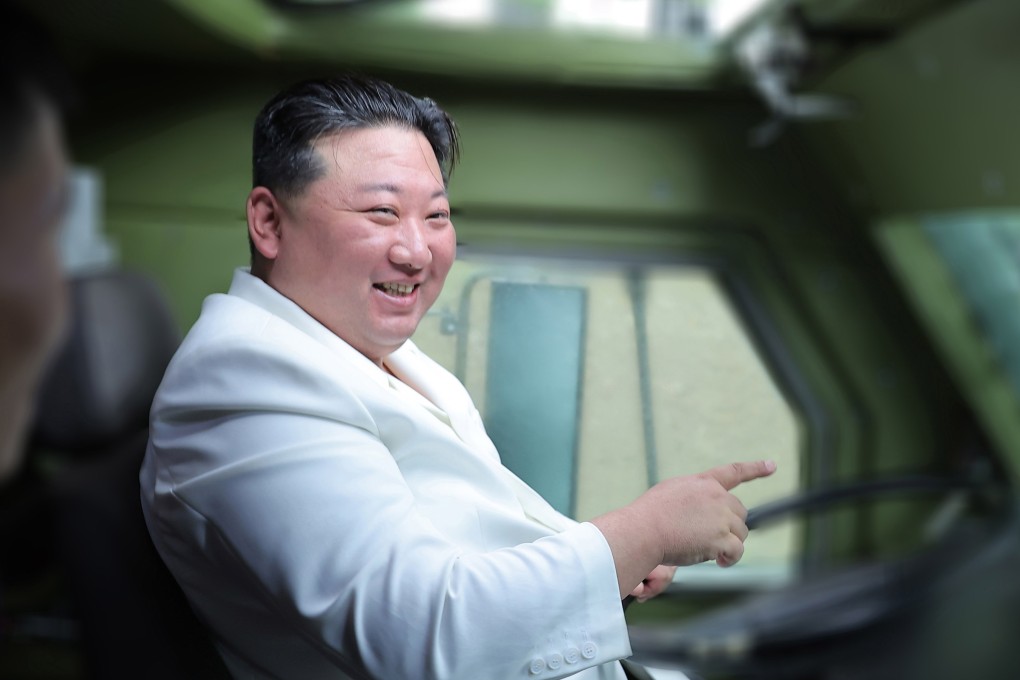 An undated photo released by state media on Monday shows North Korean leader Kim Jong-un inside an armoured vehicle as he inspects a munitions factory at an undisclosed location. Photo: KCNA via EPA-EFE