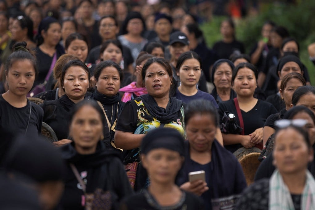 Kuki women after attending a protest against the alleged sexual assault of two tribal women in the northeastern state of Manipur, India in July. Photo: Reuters