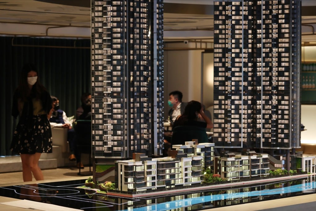 Model of mainland developer Longfor Gorup and KWG’s Upper River Bank - the residential development project in Kai Tak, East Kowloon - at the sales office in Tsim Sha Tsui. Photo: Jonathan Wong