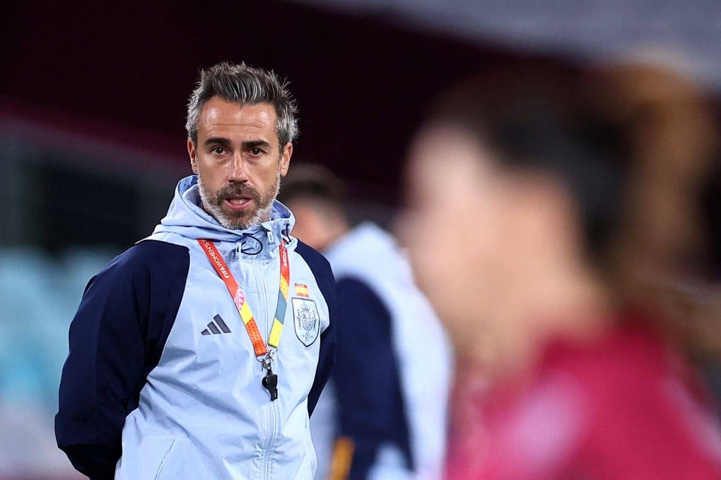 Spain’s head coach Jorge Vilda looks on during a training session at Stadium Australia. Photo: AFP