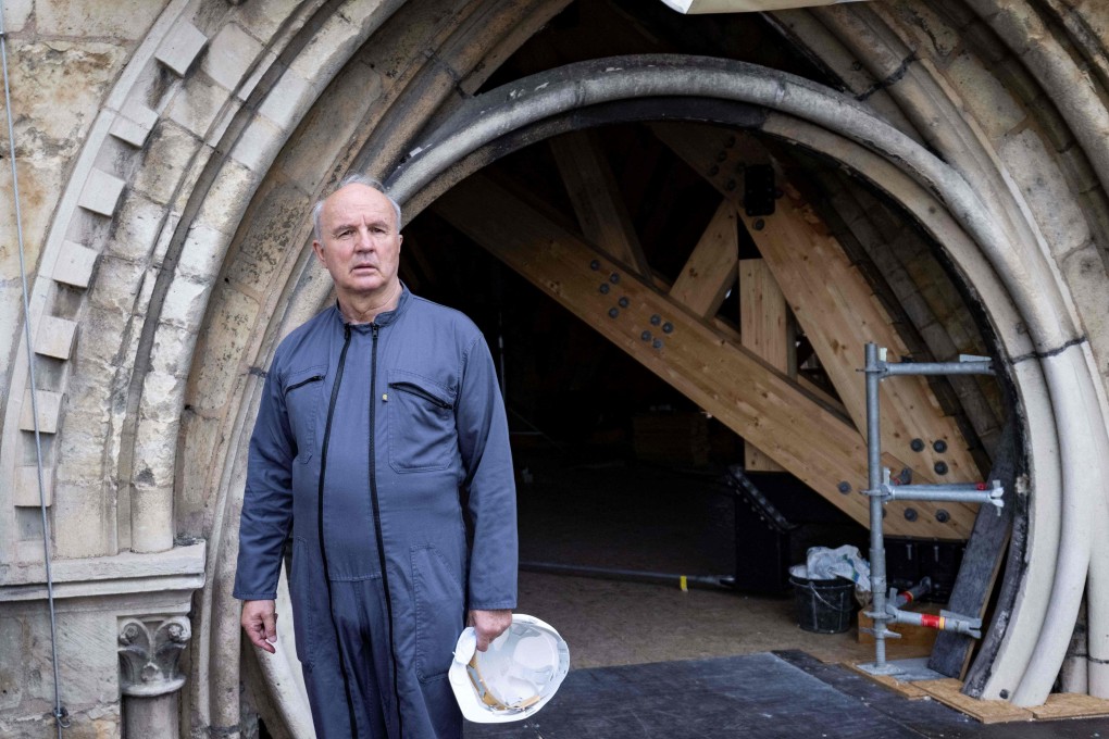 Jean-Louis Georgelin visits the fire-ravaged Notre-Dame cathedral in Paris. File photo: AFP