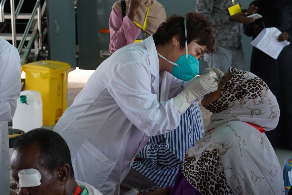 A doctor working with GX Foundation performs a cataract operation at a mobile surgery centre parked in Djibouti City in March. Photo: Handout