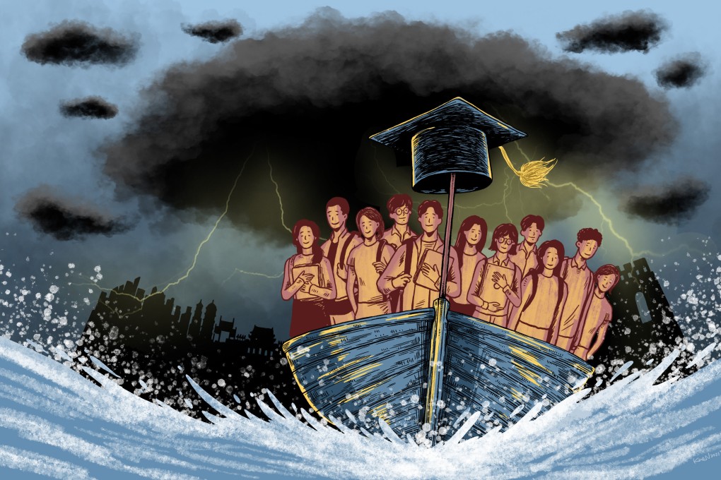 China’s college students continue to flock abroad for higher education out of dissatisfaction with the domestic education system and a desire to enhance personal competitiveness. Illustration: Lau Ka-kuen
