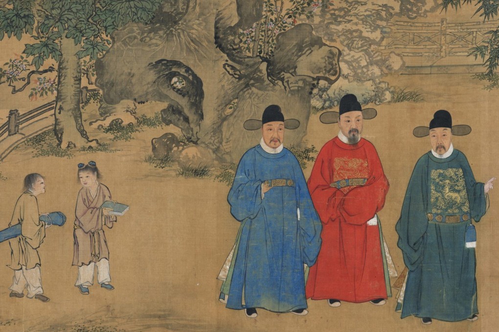Detail from “A Gathering of Five Suzhou Natives” (1368–1644). The handscroll of a group of Suzhou-born officials is in the collection of the Shanghai Museum and is among items loaned from Chinese museums for an exhibition at the Cleveland Museum of Art in the US. Photo:  Shanghai Museum