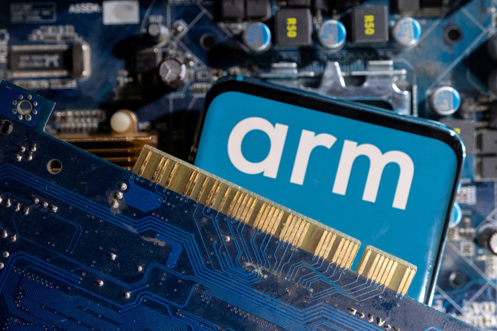 A smartphone with a displayed Arm logo is placed on a computer motherboard in this illustration taken March 6, 2023. Photo: Reuters