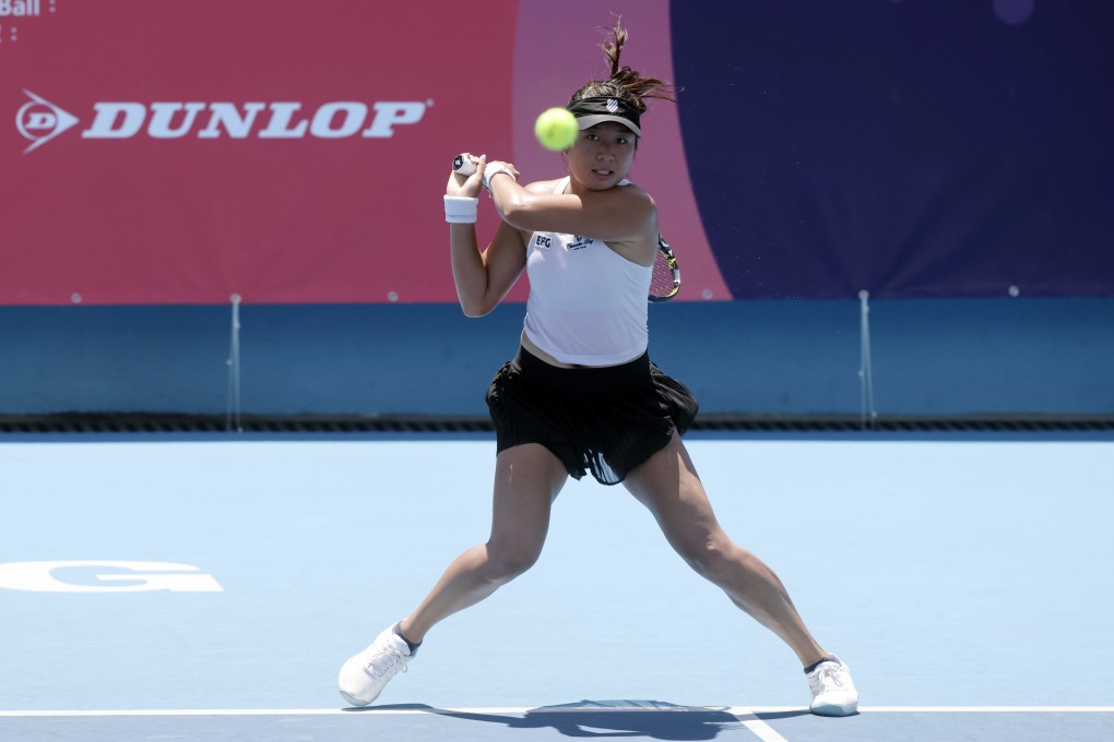 Eudice Chong beats Japan’s Kobori Momoko in the W40 singles tournament. Photo: Jonathan Wong