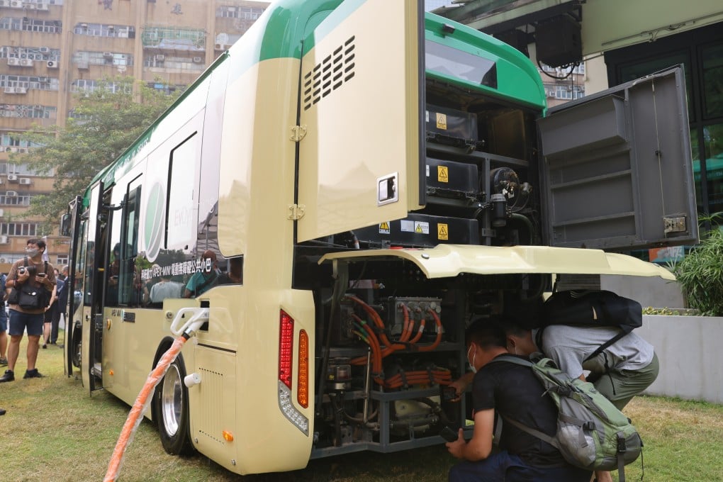 An electric minibus is delivered by a manufacturer to an operator at the CIC-Zero Carbon Park in Kowloon Bay on September 16, 2022. Photo: Dickson Lee