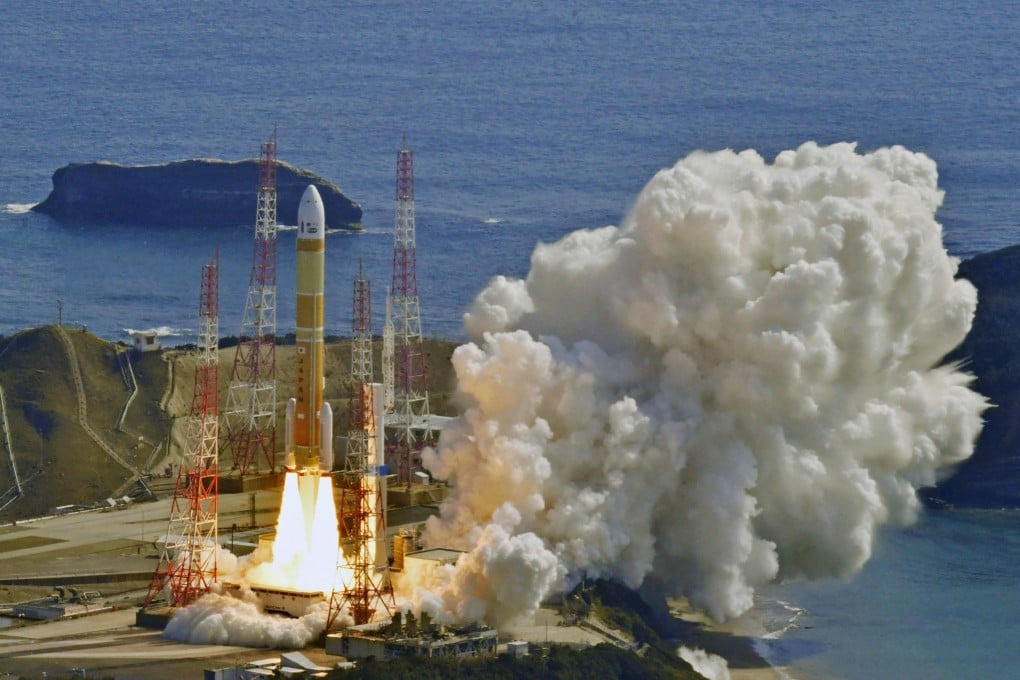 Japan’s H3 rocket leaves the launch pad at the Tanegashima Space Centre in Kagoshima in March. File photo: Kyodo
