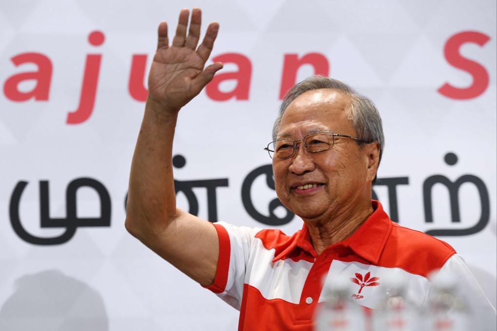 Singapore opposition politician Tan Cheng Bock has endorsed Tan Kin Lian in next week’s presidential poll. Photo: AFP