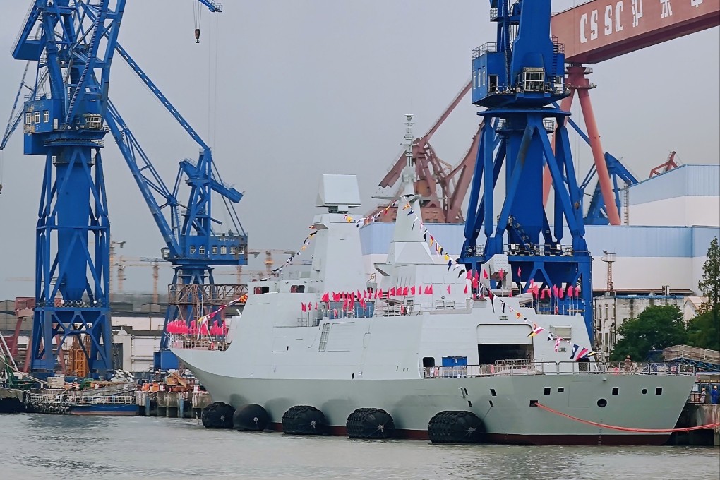 Photos of China’s state-owned Hudong-Zhonghua Shipbuilding docks posted online suggest the Type 054 frigate is ready for launch. Photo: Weibo