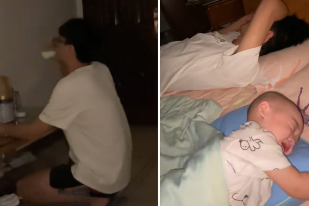 Wife of man in China who drank his own baby’s milk says she intended to record the moment to show how hard her husband works, but what happened next was a a surprise. Photo: SCMP composite/Douyin