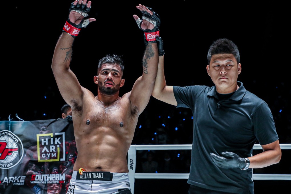 Agilan Thani celebrates after his victory at ONE Friday Fights 29. Photos: ONE Championship