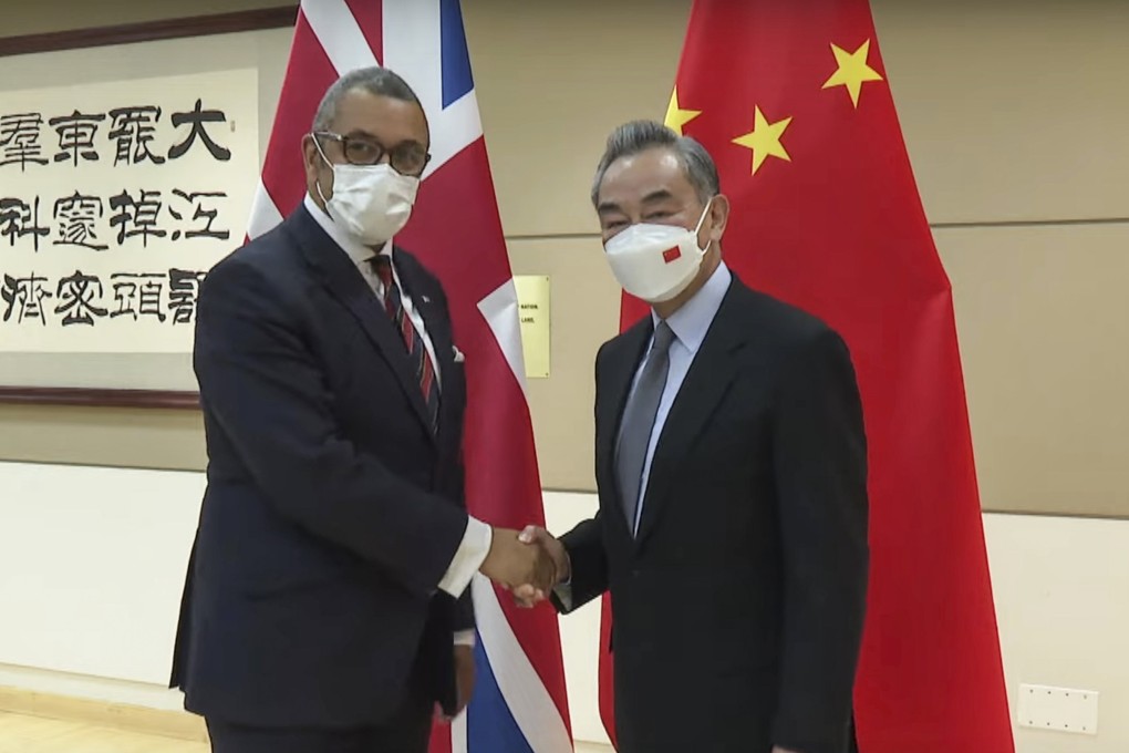British Foreign Secretary James Cleverly pictured with his Chinese conterpart Wang Yi at the United Nations in New York last year. The pair are expected to meet on Wednesday. Photo: YouTube