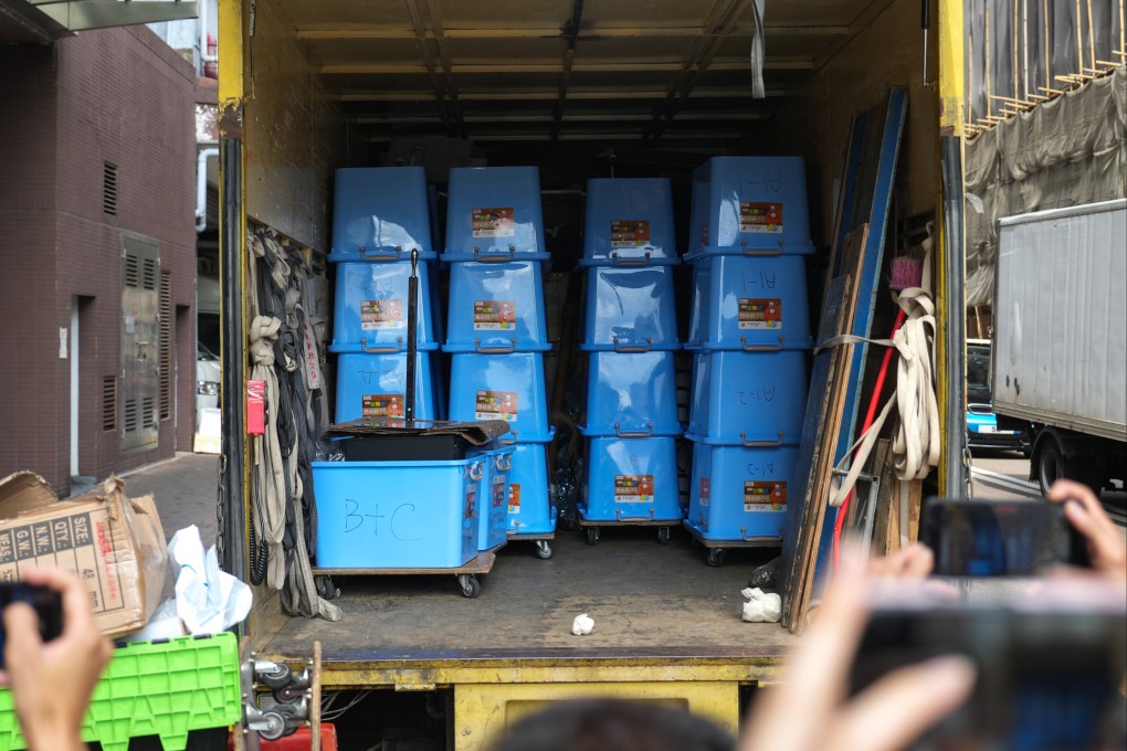 National security police seized evidence in a series of raids in the morning. Photo: Sam Tsang